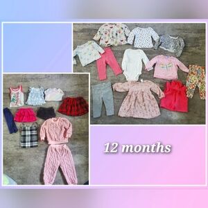 12 Month Babygirl Clothing Lot.